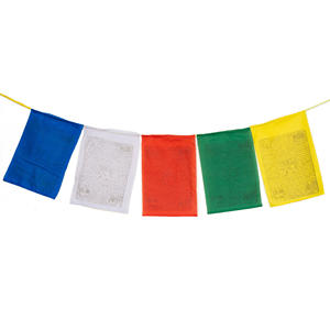 Ensemble de 25 drapeaux de prière tibétains faits à la main au Népal, 5 couleurs qui représentent 5 éléments de base-Space Air Fire Water & Earth - Product Image 1