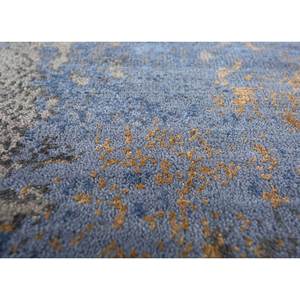 Tapis rectangulaire Kavi bleu noué à la main en laine et soie de bambou, motif abstrait Théorie du Chaos, pour la décoration de la maison, du salon et du couloir - Product Image 3
