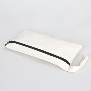 Portable White Cotton Fabric Pencil <b>Case</b> 8x4 Front Zippered Blank Pouch - Product Image 5