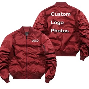 Blouson zippé imprimé bricolage unisexe Logo personnalisé Bomber épais à col montant tissu toile saison d'hiver motif coupe-vent fin - Product Image 4