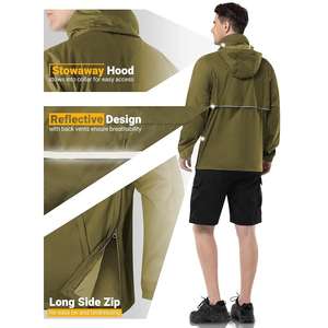 Chaquetas Cortavientos Personalizadas Casuales de Invierno para Hombre, Plegables, de Color Sólido, con Cremallera Frontal, Detalles Reflectantes y Capucha Ajustable - Product Image 3