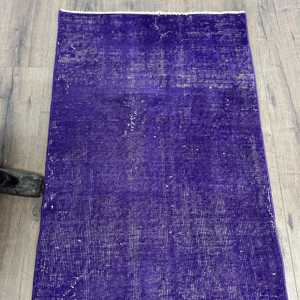 พรมวินเทจขนาด 2.3x8.7 ฟุต สีม่วงสไตล์ตุรกี พรมลายตะวันตกเฉียงใต้ - Product Image 4