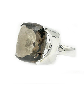 Anillo de piedras preciosas de cuarzo ahumado de corte múltiple Plata de Ley 925 con ajuste de Punta plateada Anillo de moda para regalo de boda. - Product Image 4