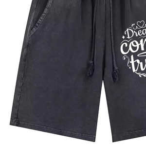 กางเกงขาสั้นผ้าฝ้ายฟอกสีสำหรับผู้ชายกางเกงขาสั้นลำลองผ้าเฟรนช์เทอร์รี่ทรงหลวมย้อมสีตามสั่งสำหรับใส่หน้าร้อน - Product Image 6