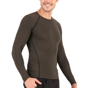 T-shirts athlétiques de compression en polyester pour hommes Hauts de fitness à séchage rapide Protège-éruption de natation respirant avec fonction anti-UV - Product Image 3