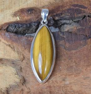 Collier pendentif solitaire en forme d'oeil de tigre coupe marquise en argent sterling 925 pour femme/unisexe cadeau d'anniversaire parfait - Product Image 3