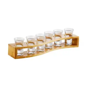 Latest Design Best Wooden 6 Slot Glass & Cup Holder For Table Top Accessories Rectangular Shape Hotel Glass Holder
