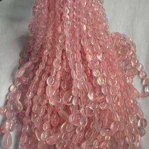 ลูกปัดโรสควอตซ์สีชมพูธรรมชาติคุณภาพสูง ขนาด 8x6 มม. ถึง 18x14 มม. รูปทรงกลมเรียบ สำหรับทำเครื่องประดับ - Product Image 1