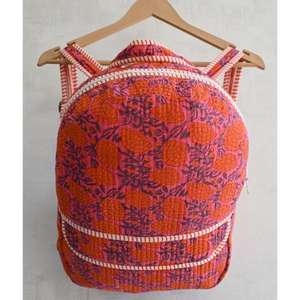 กระเป๋าเป้สะพายหลังขนาดเล็กผ้าฝ้ายน้ำหนักเบา ลายปักสไตล์โบฮีเมียน พิมพ์ลายดอกไม้ด้วยมือแบบอินเดีย มีซิป เหมาะสำหรับตั้งแคมป์ ใช้ในชีวิตประจำวัน ไปเที่ยวชายหาด ท่องเที่ยว และไปโรงเรียน - Product Image 2