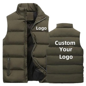 Custom Men's Waistcoat & <b>Jackets</b> Thick Stand Collar Solid Color Canvas Duck Winter <b>Jacket</b> Logo Pattern Decoration Cotton Vest - Product Image 5