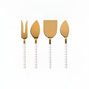 Ensemble de couteaux à fromage en acier inoxydable en métal noir 4 pièces pour servir le petit déjeuner au fromage - Product Image 6