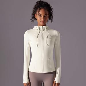 Chaqueta de entrenamiento de manga larga para gimnasio de nailon/algodón ligera personalizada para mujer, patrón sólido transpirable con cremallera, 1 pieza - Product Image 6