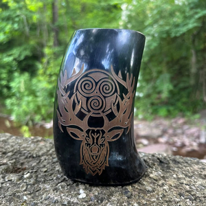Mug en corne viking authentique fait à la main avec verre à shot, bière froide, chocolat froid, bière, miel, vin, tankard, sublimation vierge, bricolage - Product Image 5