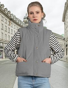 Vente chaude sans manches hommes vestes col montant léger fermeture éclair gilet bouffant Polyester matelassé unisexe gilets bouffants - Product Image 4