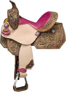 High Quality Leather Western <b>Saddle</b> Wood Durable Comfortable Fit for Trail Riding Ranch Barrel Racing Roping - Product Image 4