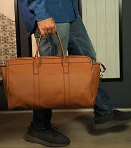 Bolsa de Viaje de Cuero Genuino, Estilo Vintage, Impermeable, con Cierre de Cremallera, Gran Capacidad, Unisex, para Fin de Semana o Viajes Cortos - Product Image 4