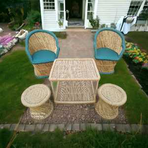 Canapés de jardin en rotin naturel de conception royale meubles en rotin de bambou canapé de luxe avec table et ottoman ensemble de meubles pour le jardin - Product Image 2