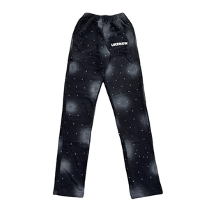 Ensemble de survêtement en molleton personnalisé avec logo imprimé en strass, deux pièces, jogging surdimensionné, pantalon de survêtement évasé et ensemble de sweat-shirt - Product Image 5