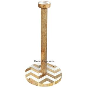 Ensemble de 2 personnalisation disponible Base de forme carrée en marbre de couleur noir et crème avec support porte-rouleau de papier de soie - Product Image 4