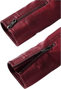 Chaqueta informal de cuero rojo para hombre para invierno - Product Image 3