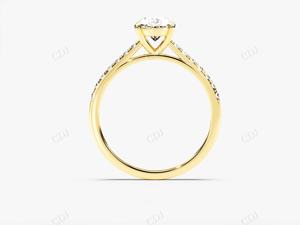 Conçu sur mesure dernière solide jaune or Simple Solitaire bague de fiançailles de mariage pour les femmes ovale coupe Moissanite pavé ensemble GRA - Product Image 2