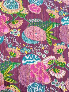 Colcha Kantha India Hecha a Mano, Ecológica, con Estampado Floral Personalizado, 100TC, Ligera, de Algodón, Cubrecama Estampado para Uso Doméstico - Product Image 4