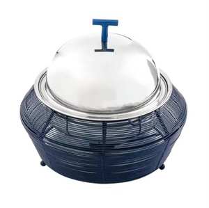 Hotpot de metal con diseño de alambre azul hecho a mano con un toque clásico perfecto para calentar alimentos con estilo y necesidades de servicio de bodas u hoteles - Product Image 1