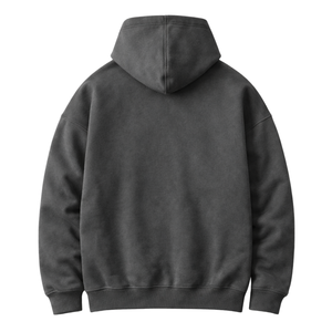 <b>Mens</b> Washed Grey Oversized Hoodie <b>Pullover</b> 50% Cotton 50% Polyester Drop Shoulder Streetwear Relaxed Fit Winter Sweatshirt - Product Image 2