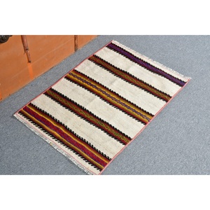 Alfombra Turca Pequeña de 1.7x2.5 pies, Alfombra Vintage Blanca con Diseño Ombré - Product Image 2