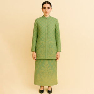 2 Pieces Modest Plus Size Polyester Breathable Floor Length Malaysia Traditional Clothing Khimar Long <b>Dress</b> Baju Kurung - Product Image 3