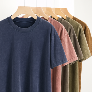 Camiseta Personalizada con Logotipo, Tejido Grueso Desgastado, 260 g/m², Lisa, Talla Grande, Estampado de Letras, Lavado Vintage, 100% Algodón para Hombre - Product Image 4