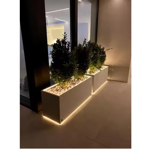 Macetas y jardineras rectangulares de fibra de vidrio FRP para uso decorativo interior/exterior para el hogar, balcón y jardín, plantas artificiales - Product Image 6