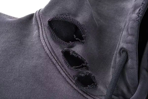 Sweat à capuche surdimensionné en polaire éponge française d'hiver pour épaules tombantes en détresse délavé au soleil et lavé à l'acide - Product Image 5