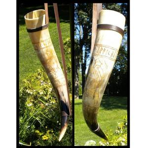 Traditional Viking Drinking Horn with <b>Stand</b> Natural Horn Handmade <b>Mug</b> for Mead and Ale - Product Image 4