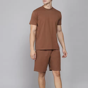 Ensemble de t-shirts et shorts pour hommes, streetwear, ensemble 2 pièces, t-shirt et shorts pour hommes, t-shirt en coton 100% lavé, surdimensionné pour hommes - Product Image 1