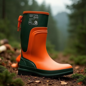 Chaussures de sécurité Elm Olive/Orange taille 44, bottes forestières en caoutchouc naturel - Product Image 3