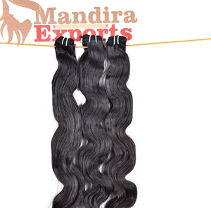100% Remy Jeune Vierge Brute Indienne Temple Extensions Humaines Noir Crépus Longue Bodywave Tissage Vendeur Lâche Vague Profonde Naturel - Product Image 3