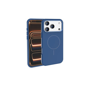 Coque en silicone bleu marine Netzy compatible MagSafe pour iPhone 17 Pro, protection souple en silicone pour téléphone portable avec protection métallique de l'appareil photo - Product Image 1