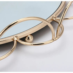Plateau miroir rond en métal doré, dernière tendance, pour la maison, les parfums, le maquillage et les accessoires décoratifs - Product Image 2