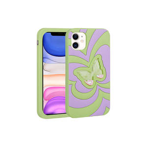 Étui de protection Netzy Green Liquid Glitter Butterfly pour iPhone 11 14 Plus, coque de téléphone portable en silicone TPU souple et tendance - Product Image 1