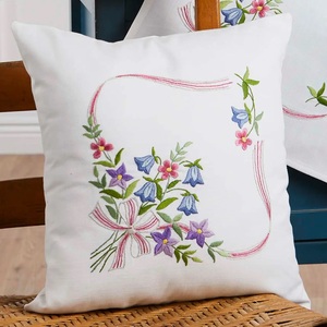 Artistic Cotton <b>Cushion</b> Covers with Floral Machine Embroidery Low Cost Home Decor Pillows for Hotel Use - Product Image 3
