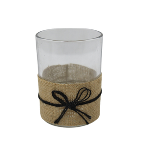 Support votif fini marron vide avec paille ronde en verre et pot votif pour décoration de Noël et Noël - Product Image 3