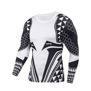 Tendance Rash Guard pour les arts martiaux boxe lutte haut de compression à manches longues Logo personnalisé pour les hommes personnalisés pour la conception de logo - Product Image 3
