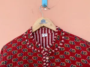 Chaqueta de algodón acolchada de estilo bohemio para mujer, Kimono bohemio con estampado de bloques, Kimono abierto a rayas, ropa corta de otoño e invierno, Bata - Product Image 5