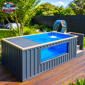 สระว่ายน้ำสำเร็จรูปแบบเสียบปลั๊กพร้อมใช้งาน สำหรับสวนหลังบ้านขนาดเล็ก สระว่ายน้ำไฟเบอร์กลาสสำเร็จรูปทันสมัย - Product Image 4