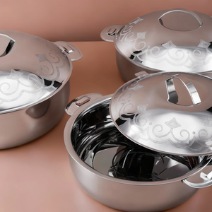 Premium Durable Non-Stick Etched Hammered Stainless Steel Hot Pot Set Insulated <b>Food</b> <b>Warmer</b> Casserole Lid Kitchen Restaurant - Product Image 3