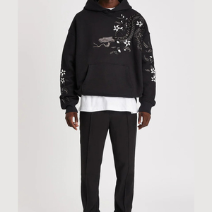 Vêtements de rue décontractés pour hommes sweat à capuche brodé en chenille sweat-shirts personnalisés en chenille pulls à capuche simples en polaire unisexe - Product Image 6