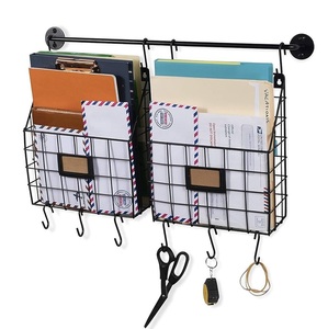 Hot Selling Vintage <b>Iron</b> Wire Metal <b>Wall</b> Rack Usage for Home Kitchenware Living Room Decorative Black Hanging Racks - Product Image 4