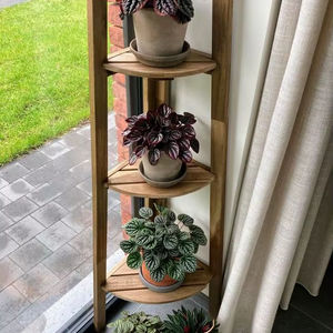 Estante Esquinero Multifuncional de 4 Niveles, Hecho a Mano con Hueso de Búfalo, Duradero, Moderno, para Fotos, Organizador, Exhibición de Plantas - Product Image 1