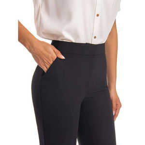 Pantalon crayon extensible taille mi-haute rouge vif, coupe ajustée, longueur cheville, respirant, anti-plis, avec poches, idéal pour le bureau - Product Image 5